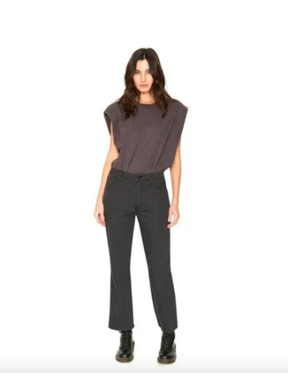 FREE PEOPLE Sandrine Rose Straight Leg Jeans Size 27 Black New $198